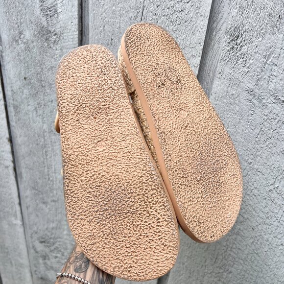 Ego Official  Hyped Double Strap Flat Dad Sandal In Natural Nude Woven Fabric - Picture 8 of 12